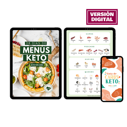 Menús Keto y Guía de carbohidratos keto, conversiones y sustituciones - Formato digital